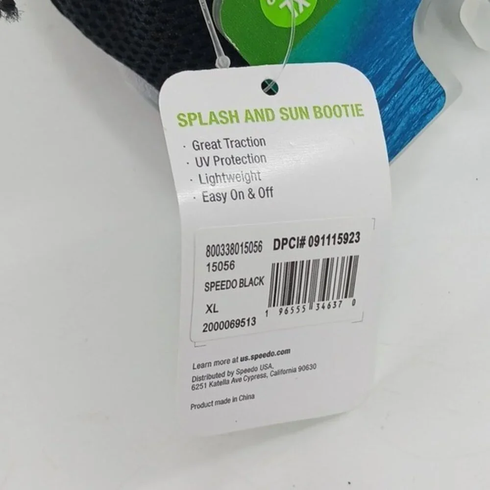 Speedo Boys Splash Sun Bootie Water Shoes Black Green Size XL 11/12 New